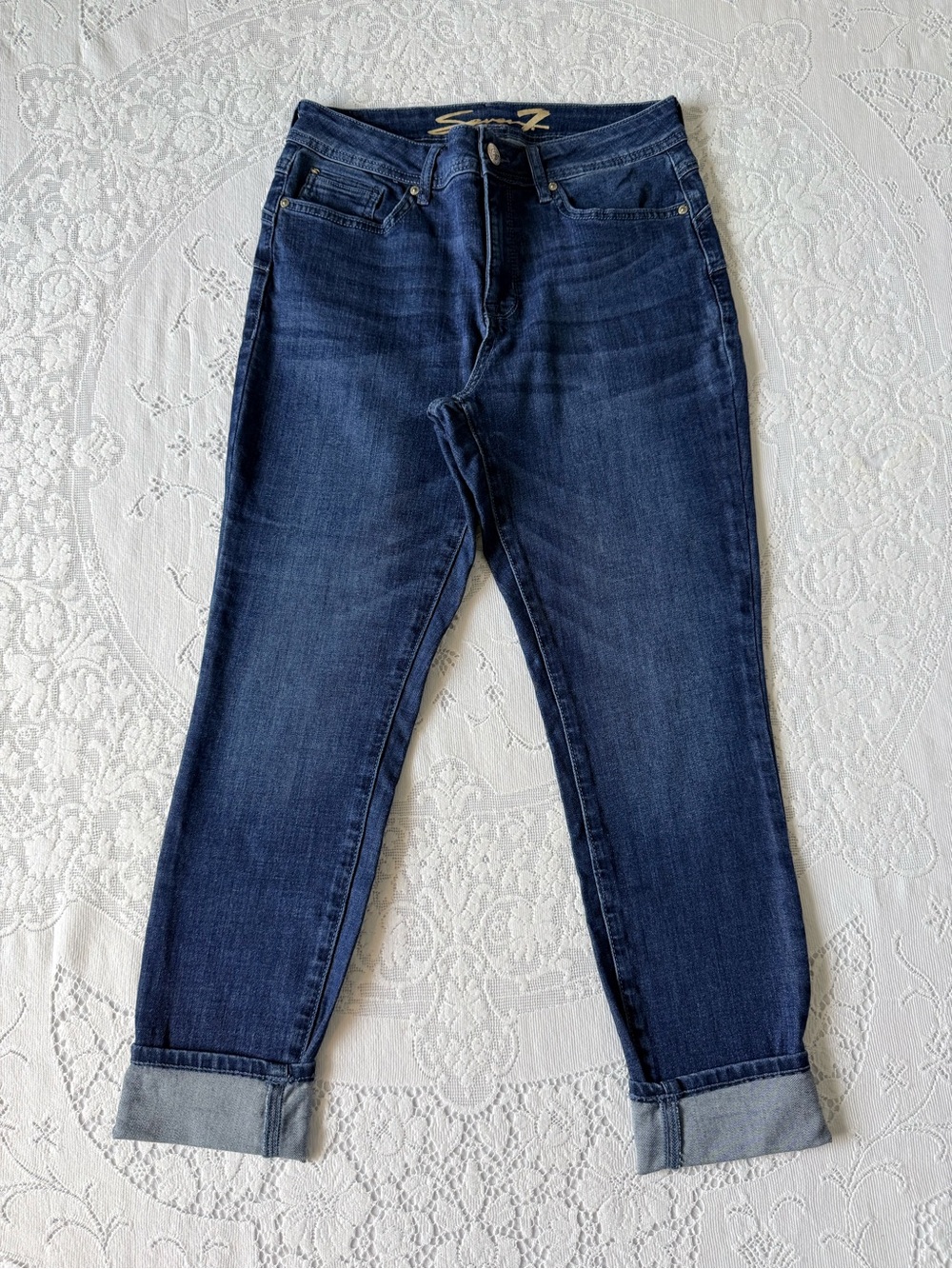 Seven7 Women's Dark Blue Booty Shaper High Rise Legging Jeans size 8
